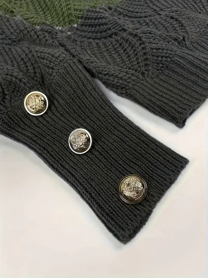 Renilda - Pulover Elegant Din Tricot Cu Decolteu în V