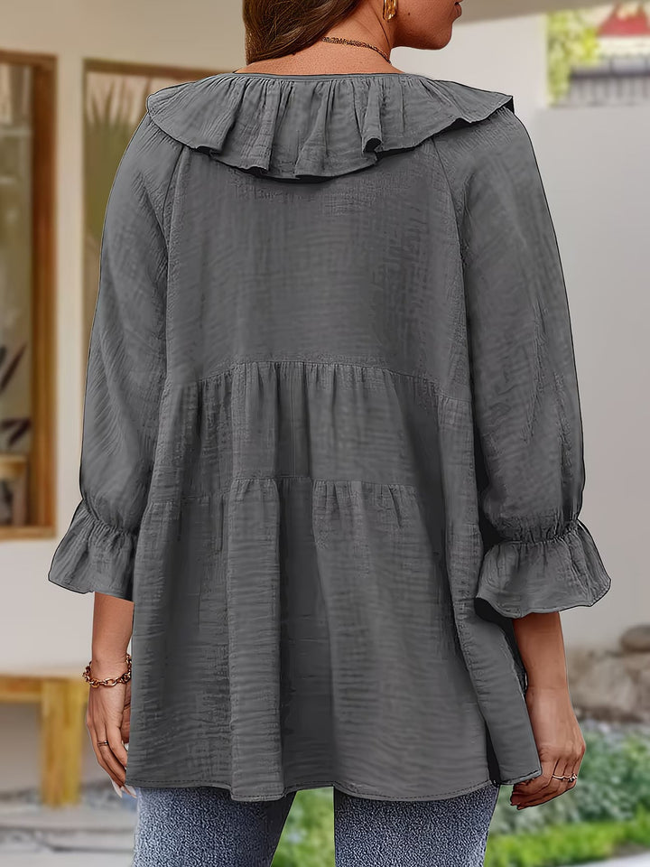 Garbine – Bluză Elegantă Cu Volane la Gât