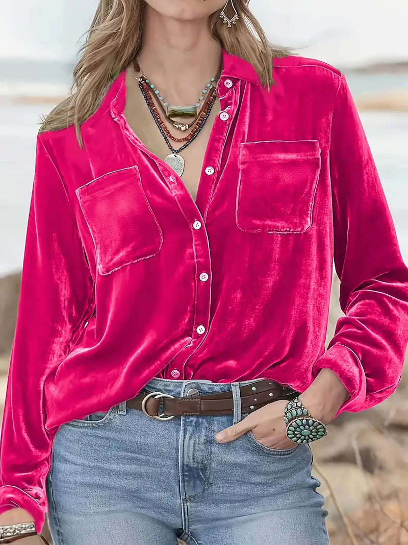 Geanie - Cămașă Cu Mâneci Lungi și Buzunare Frontale