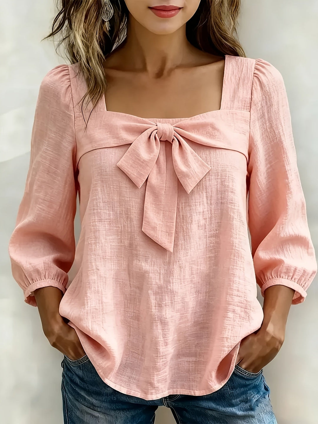 Monnie - Casual Summer Bow Shirt