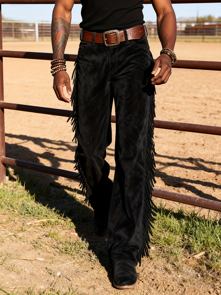 Altan - Pantaloni Casual Retro Western Cu Franjuri