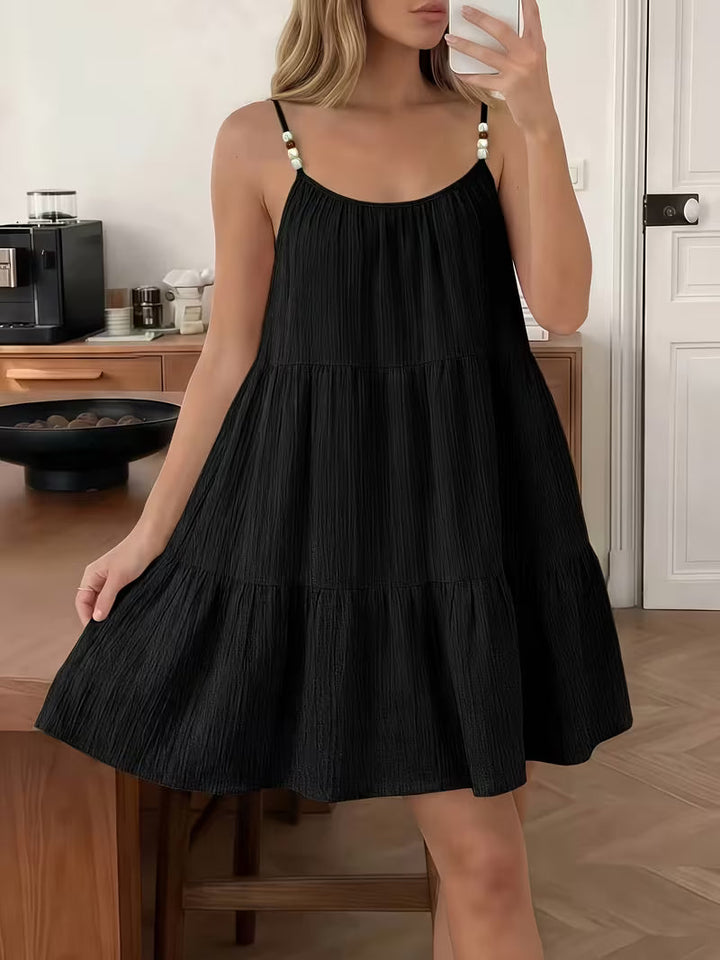 Masley – Rochie Mini cu Bretele Subțiri și Croială Lejeră