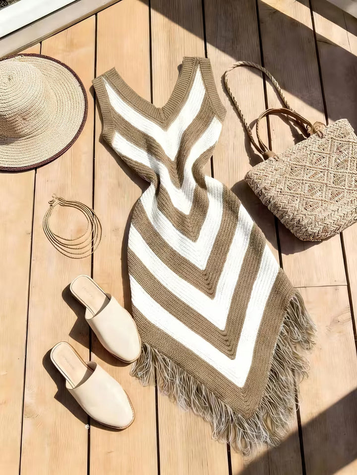 Foley - Rochie De Plajă Elastică Cu Tiv Cu Franjuri