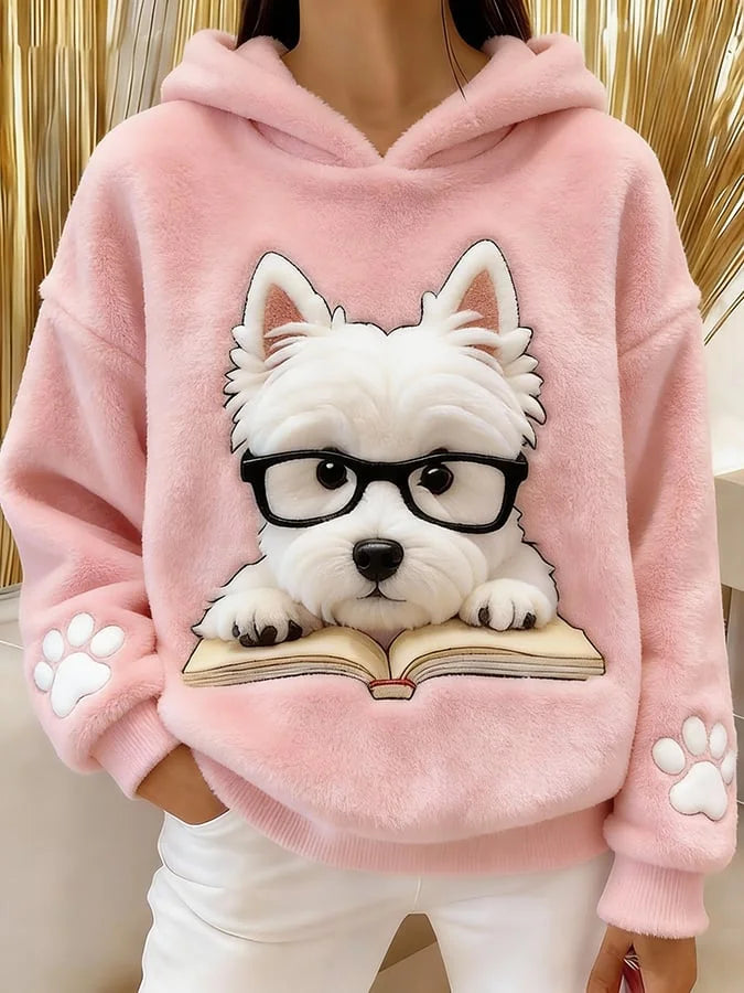 Eglantine - Hanorac Cu Glugă Din Flanelă Cu Imprimeu Terrier