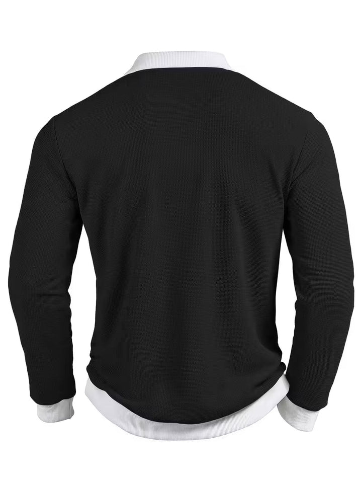 Gennady - Cămașă Din Tricot Texturat Cu Guler Contrastant