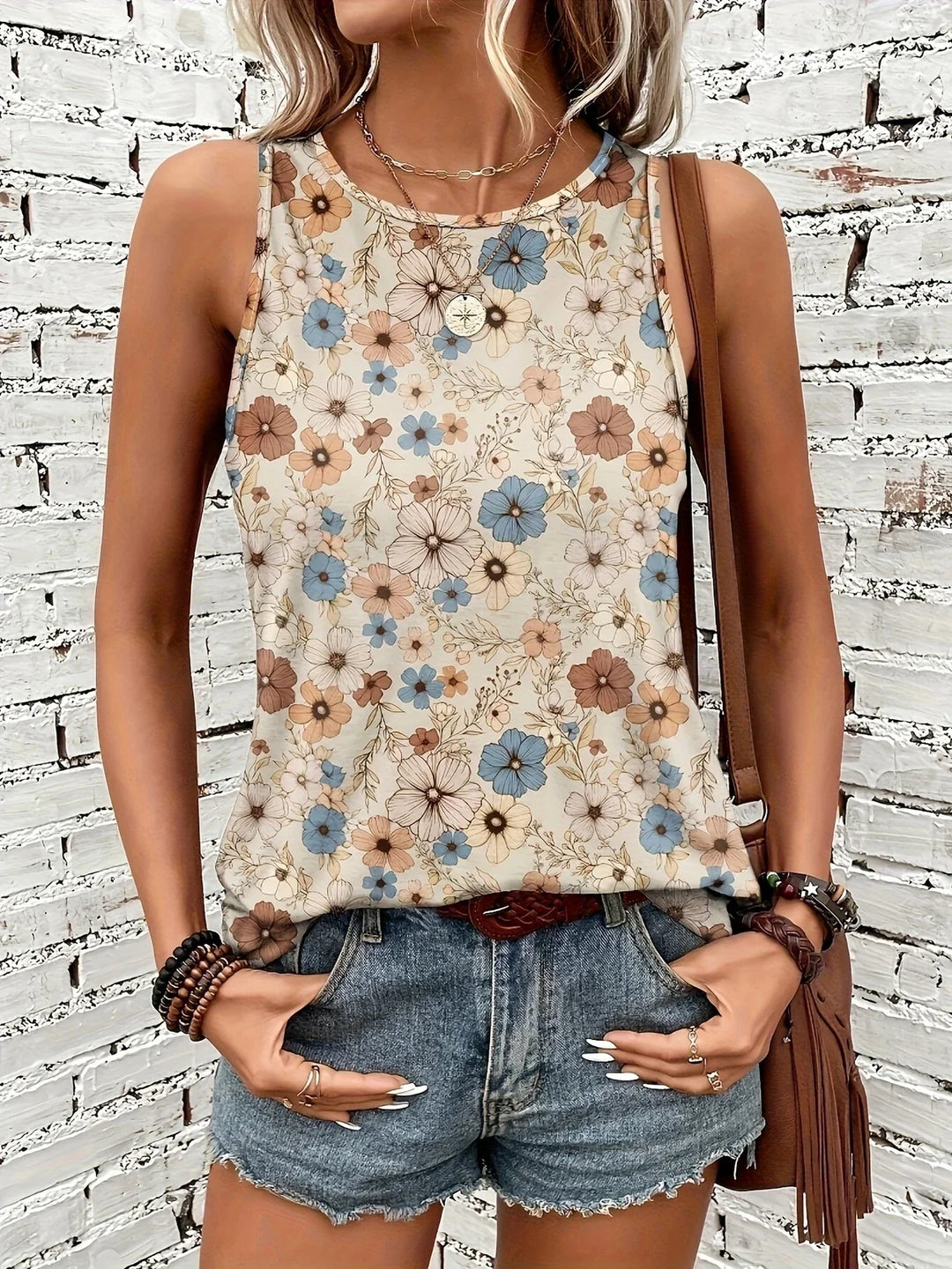 Lilou - Top Casual De Vară Cu Imprimeu Floral