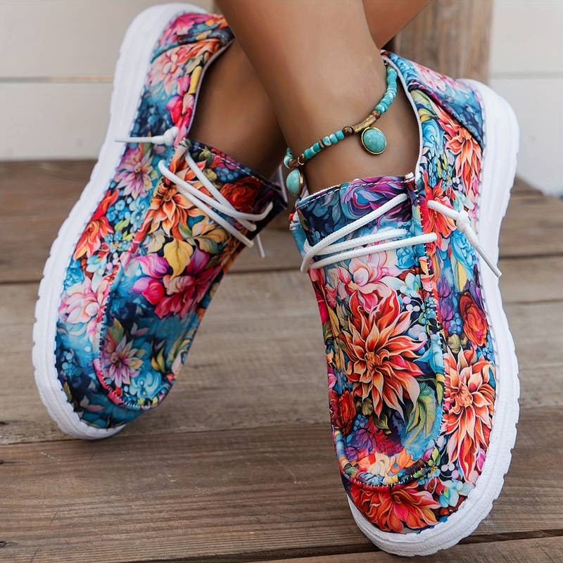 Meiriya - Adidași Casual cu Imprimeu Floral Mare