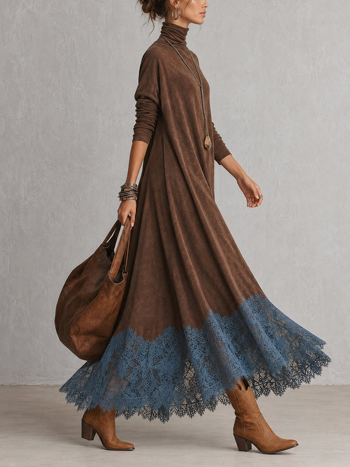 Albria - Rochie Maxi cu Mâneci Lungi în Stil Vintage