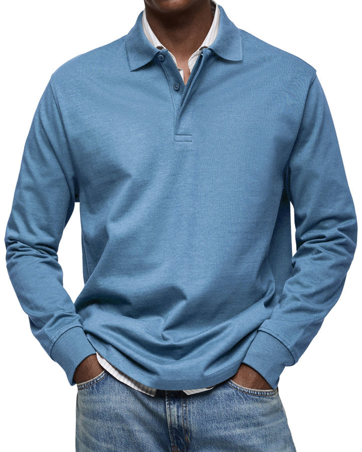 Elhanan - Tricou Polo Elegant cu Mânecă Lungă