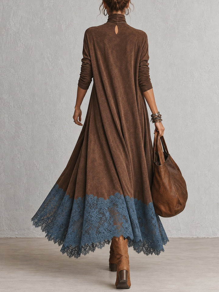 Albria - Rochie Maxi cu Mâneci Lungi în Stil Vintage