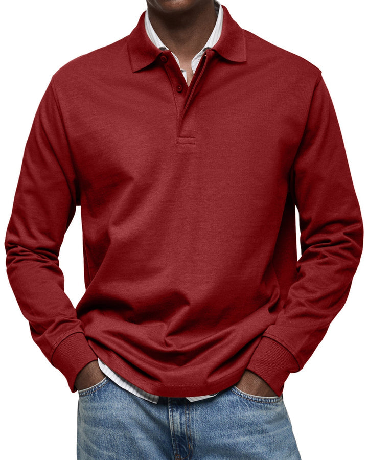 Elhanan - Tricou Polo Elegant cu Mânecă Lungă