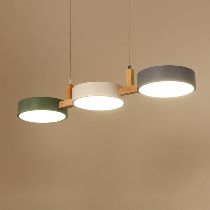 Lumévo - Lampă Suspendată Cilindrică Proiectare Scandinav Din Metal și Lemn