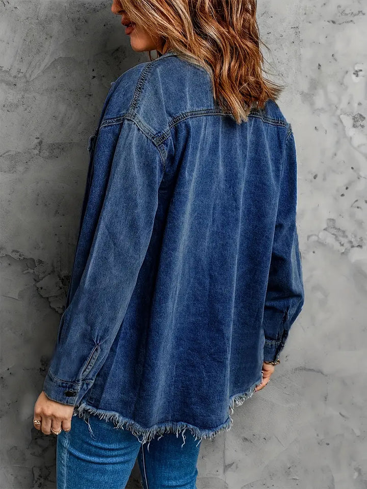Malika - Jacheta Din Denim Cu Mâneci Lungi