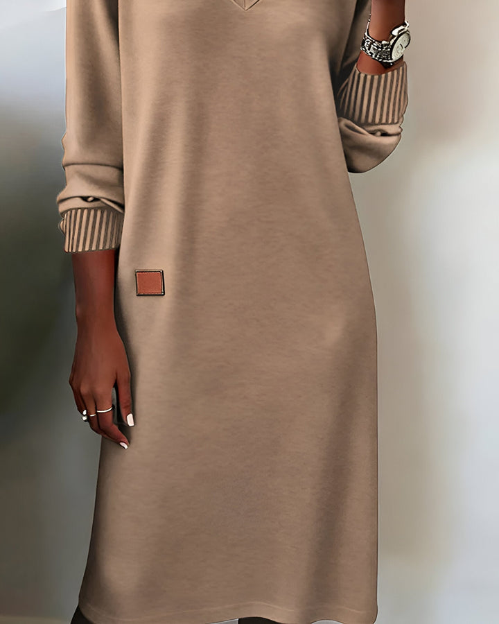 Kymari - Rochie lungă casual din tricot cu Decolteu în V