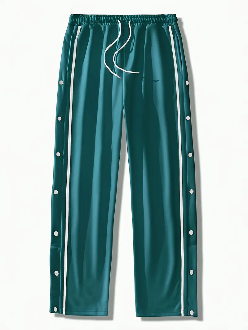 Mendis - Pantaloni Sport Casual Cu Rroi Drept și Nasturi Cu Capsă