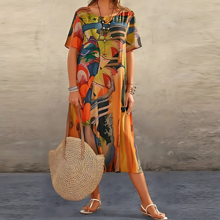 Filomena - Rochie Confortabilă cu Imprimeu Floral