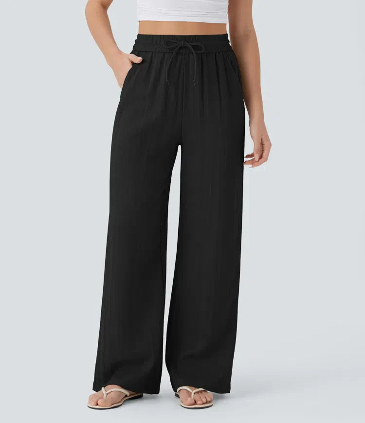 Zafeiria - Pantaloni Eleganți Din In