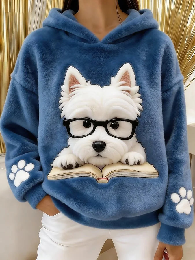 Eglantine - Hanorac Cu Glugă Din Flanelă Cu Imprimeu Terrier