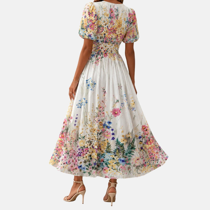 Kirina - Rochie Midi Cu Imprimeu Floral și Croi înfășurat