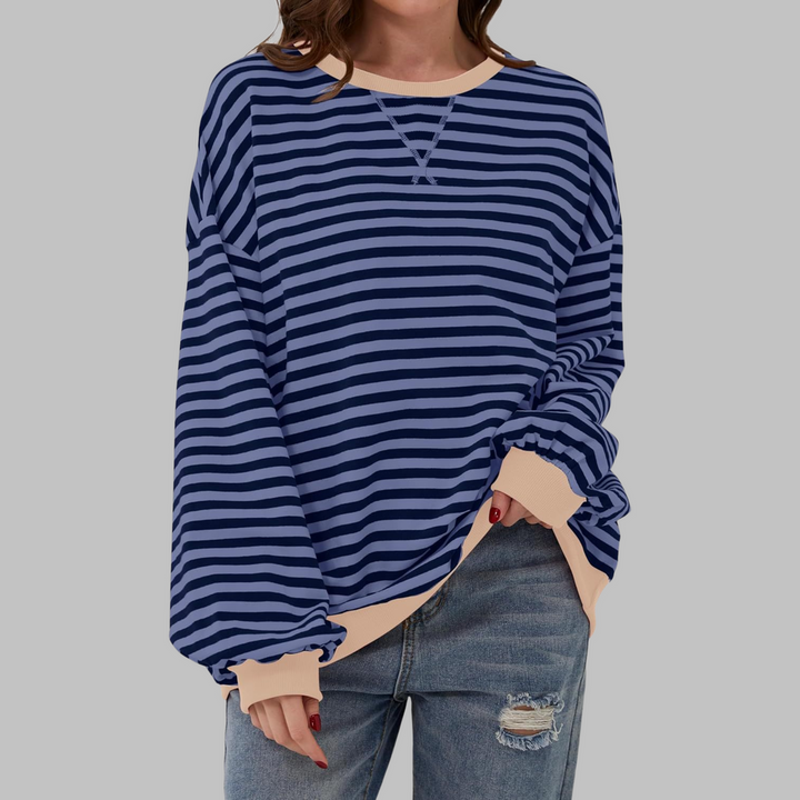Melorna - Pulover Elegant Cu Mâneci Lungi și Dungi