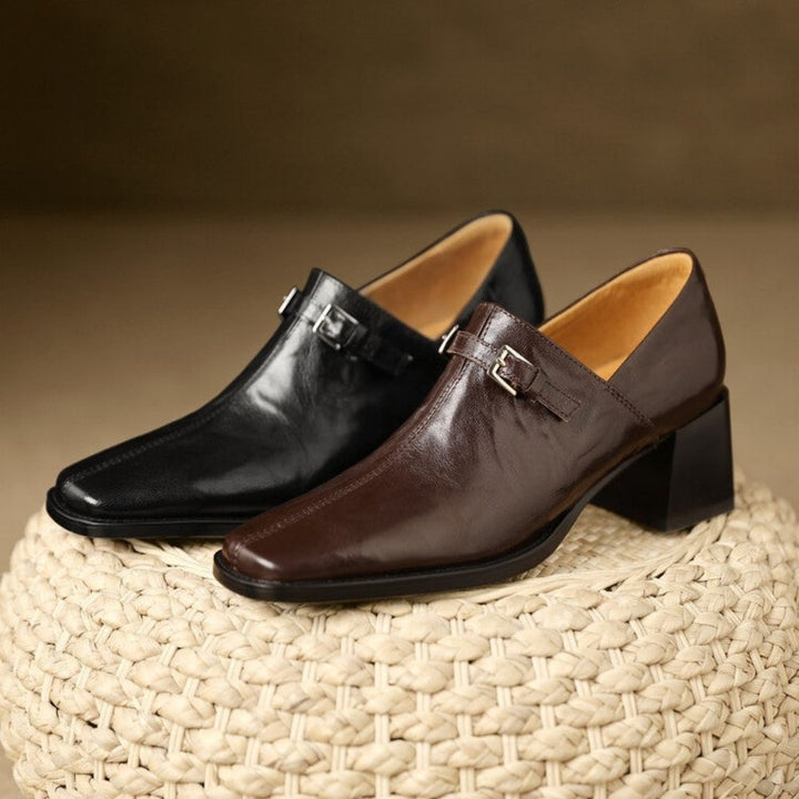Misha - Mocasini Eleganți Din Piele Cu Toc