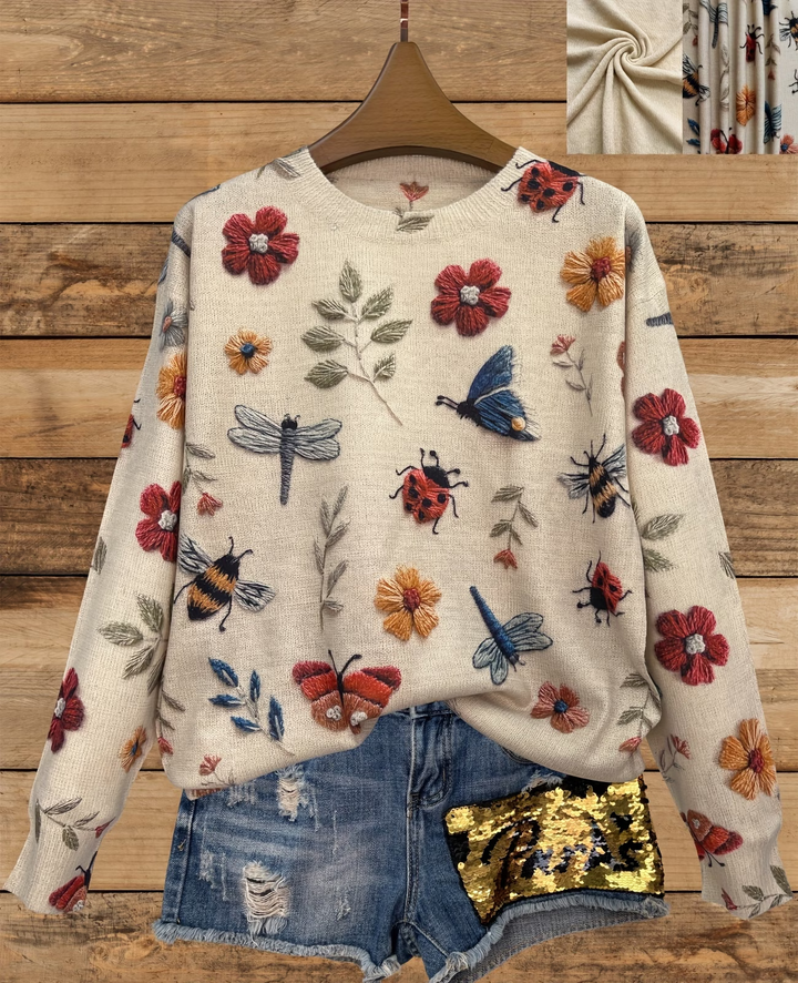Lesa - Pulover Cu Imprimeu Floral Și Cu Insecte