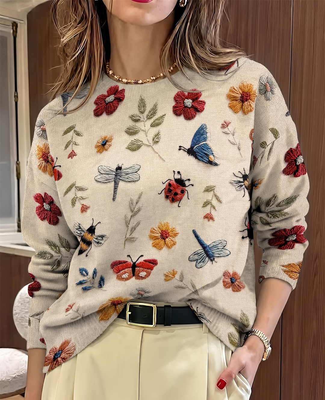 Lesa - Pulover Cu Imprimeu Floral Și Cu Insecte