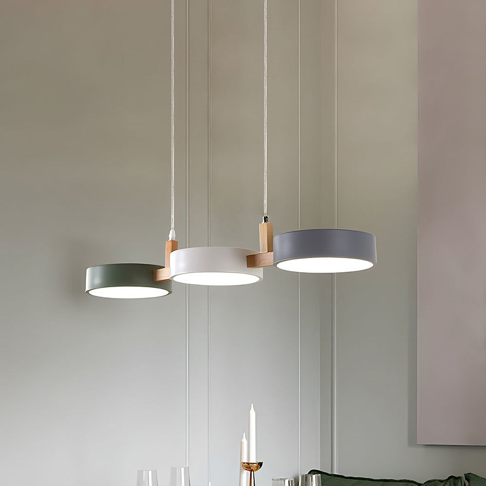 Lumévo - Lampă Suspendată Cilindrică Proiectare Scandinav Din Metal și Lemn
