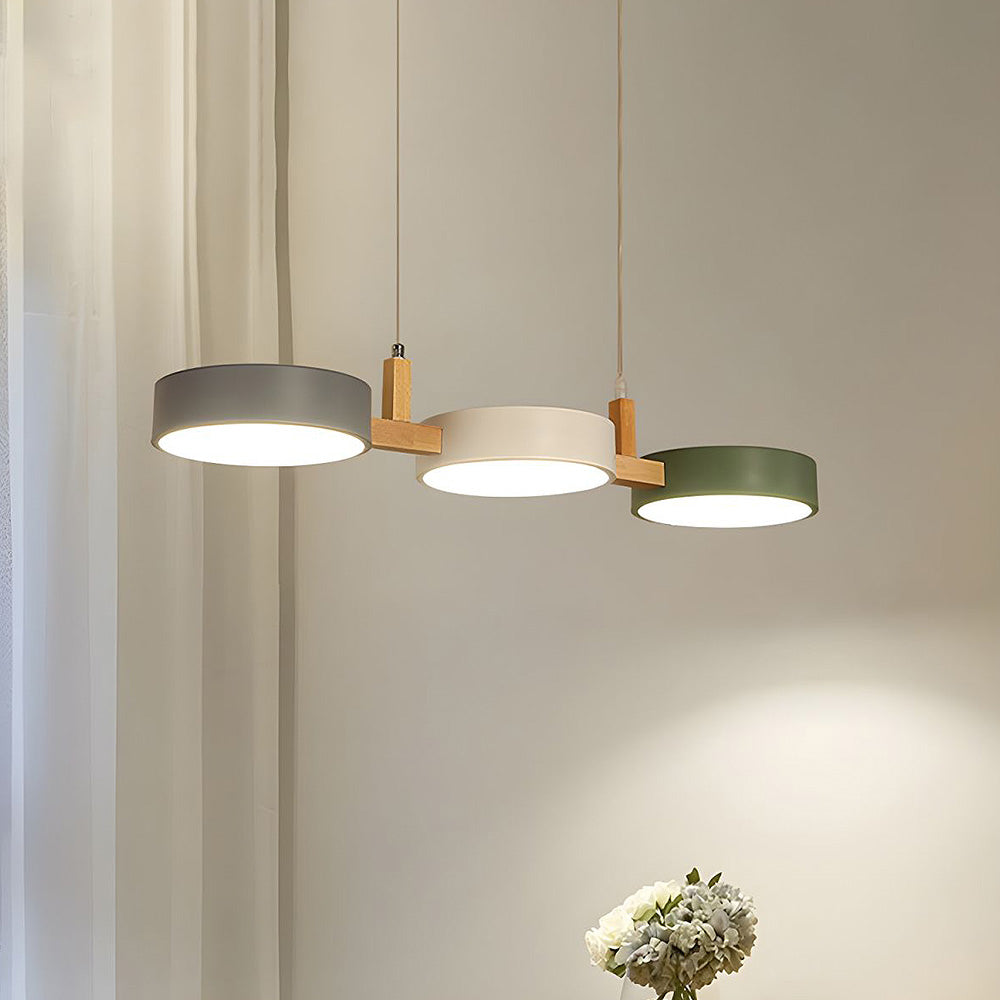Lumévo - Lampă Suspendată Cilindrică Proiectare Scandinav Din Metal și Lemn