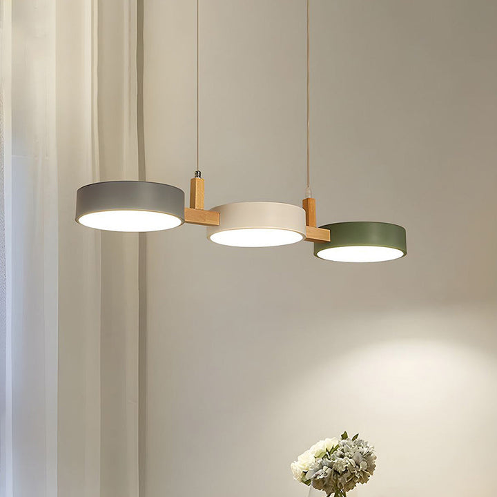 Lumévo - Lampă Suspendată Cilindrică Proiectare Scandinav Din Metal și Lemn