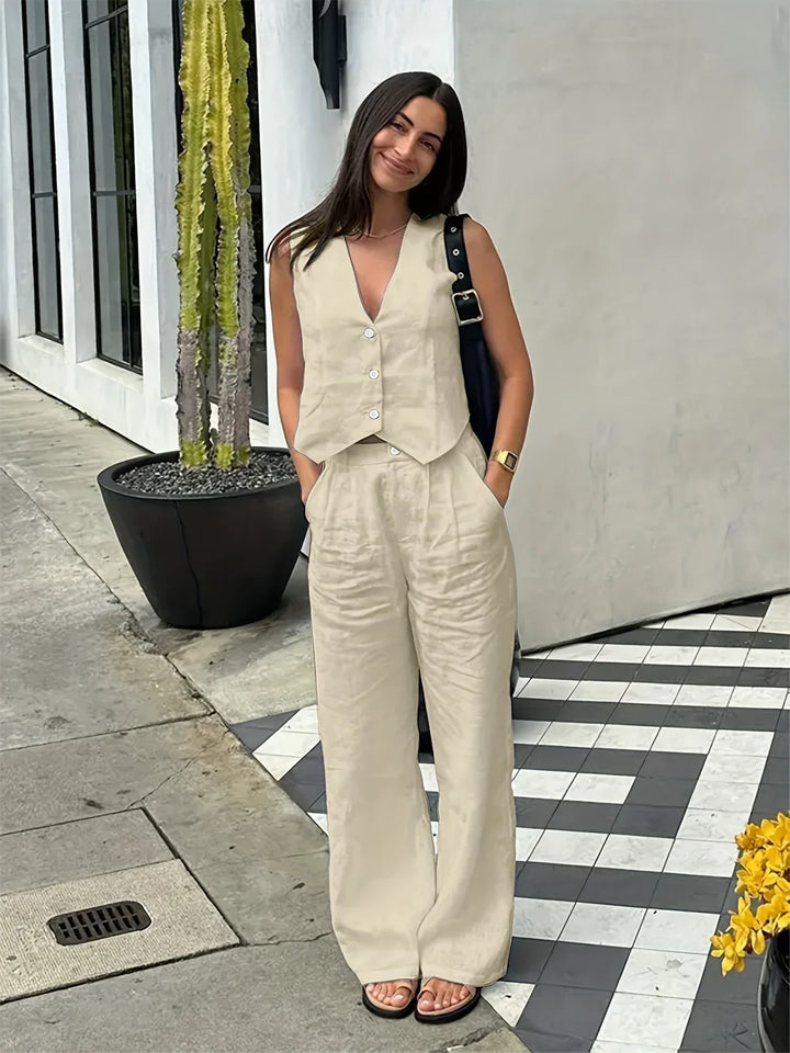 Jorja - Set Elegant Din Două Piese Fără Mâneci