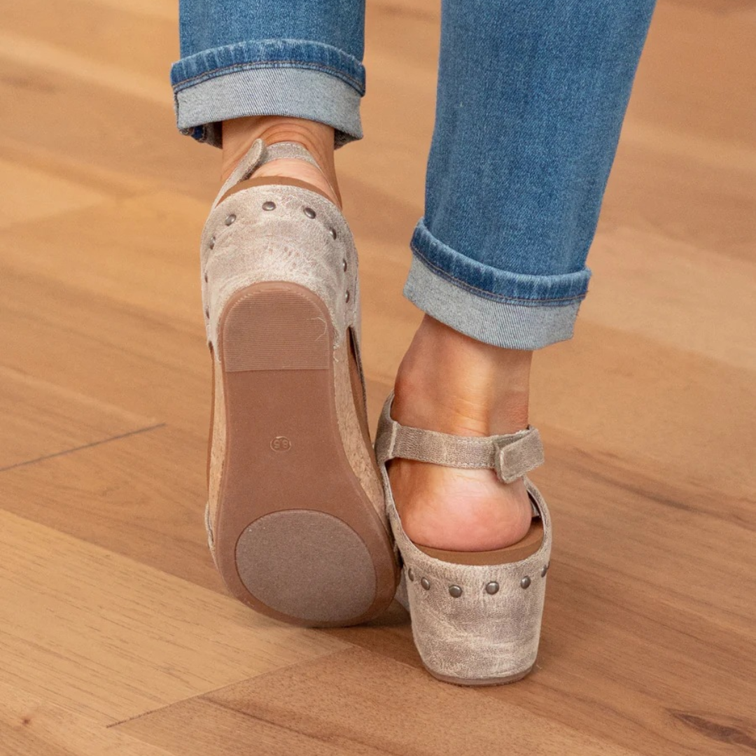 Makrina - Sandale Confortabile Cu Toc în Formă De Pană