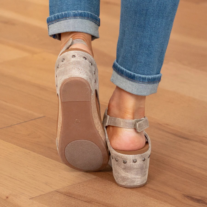 Makrina - Sandale Confortabile Cu Toc în Formă De Pană