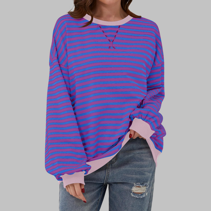 Melorna - Pulover Elegant Cu Mâneci Lungi și Dungi