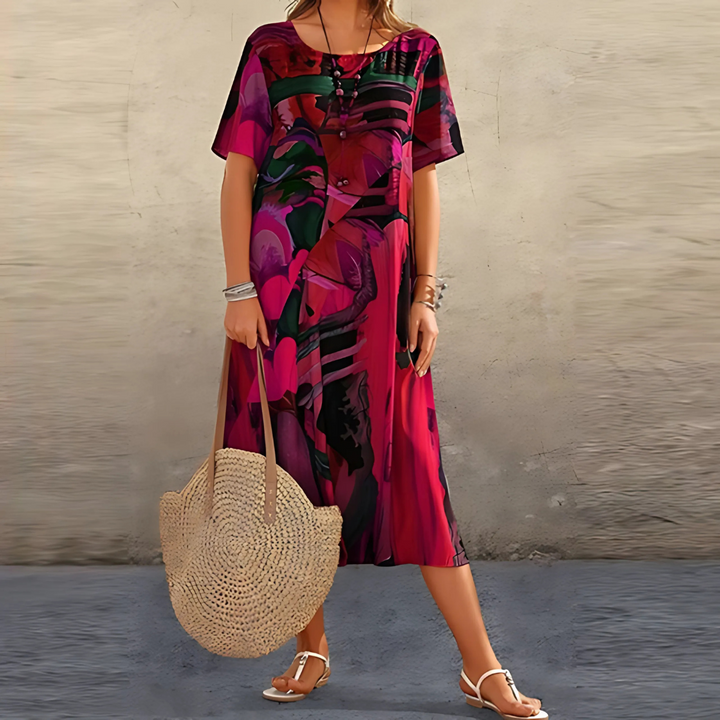 Filomena - Rochie Confortabilă cu Imprimeu Floral