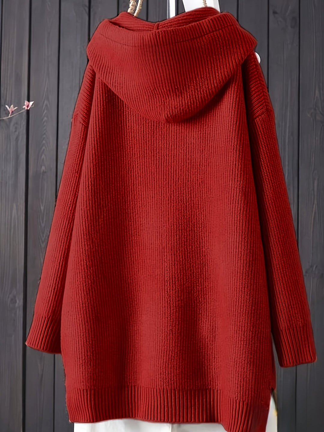 Genivee - Hanorac Casual Cu Tricotat Mâneci Lungi și Glugă