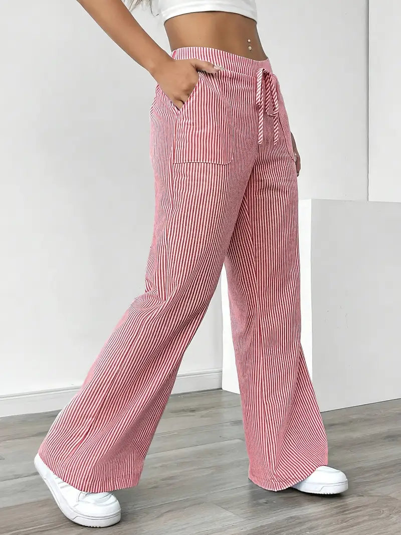 Alina - Pantaloni Eleganți cu Dungi și Buzunare