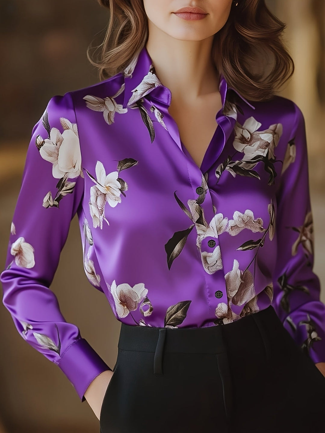 Majia - Cămașă Elegantă Cu Mâneci Lungi și Nasturi