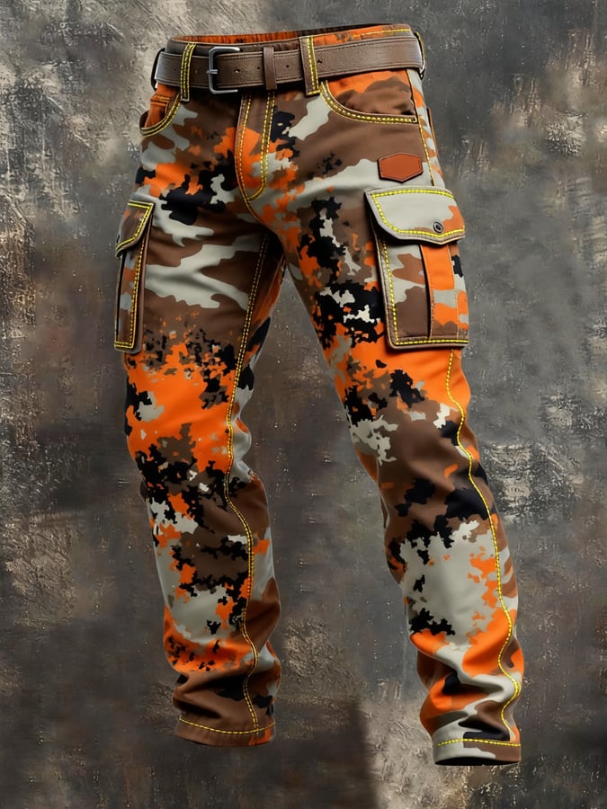 Bethell - Pantaloni Vintage Camuflaj Cu Multiple Buzunare