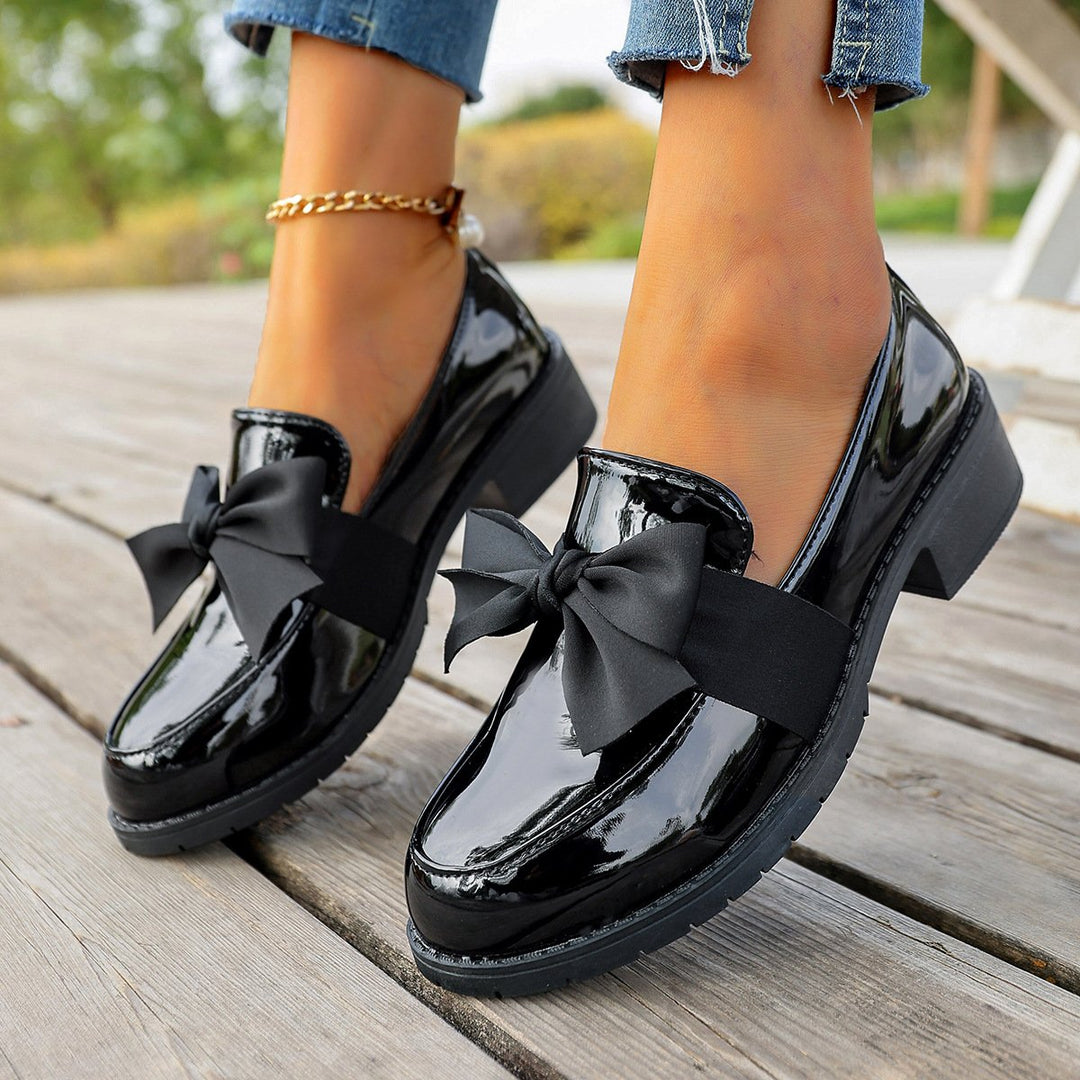 Ziena – Mocasini Din Piele Lăcuită, Cu Fundiță Decorativă