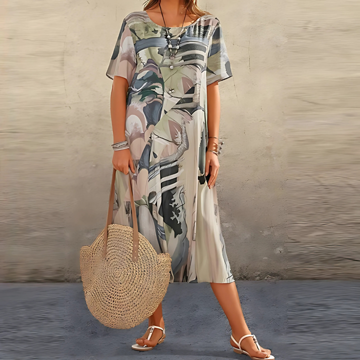 Filomena - Rochie Confortabilă cu Imprimeu Floral