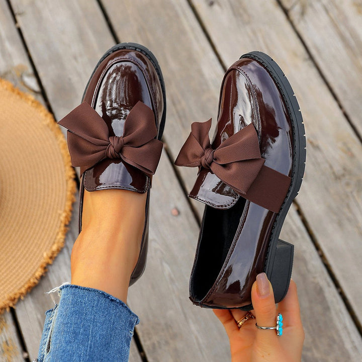 Ziena – Mocasini Din Piele Lăcuită, Cu Fundiță Decorativă