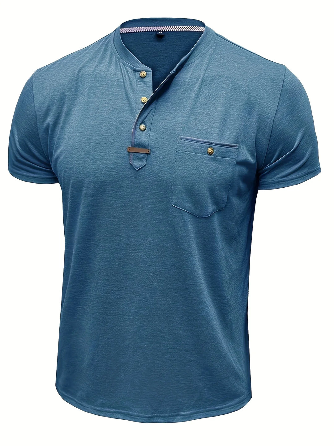 Saxon - Tricou Elegant Cu Guler Rotund și Buzunar
