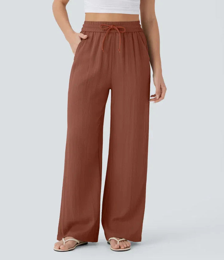 Zafeiria - Pantaloni Eleganți Din In