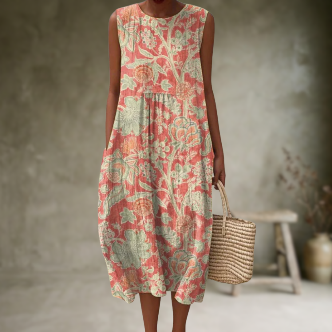 Natia – Rochie Midi Din Bumbac Fără Mâneci