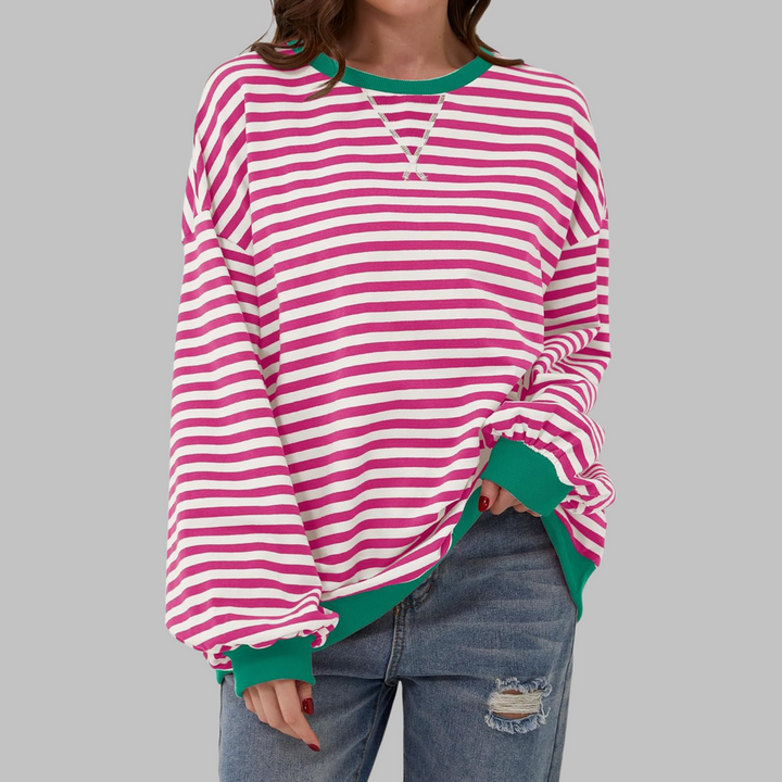 Melorna - Pulover Elegant Cu Mâneci Lungi și Dungi