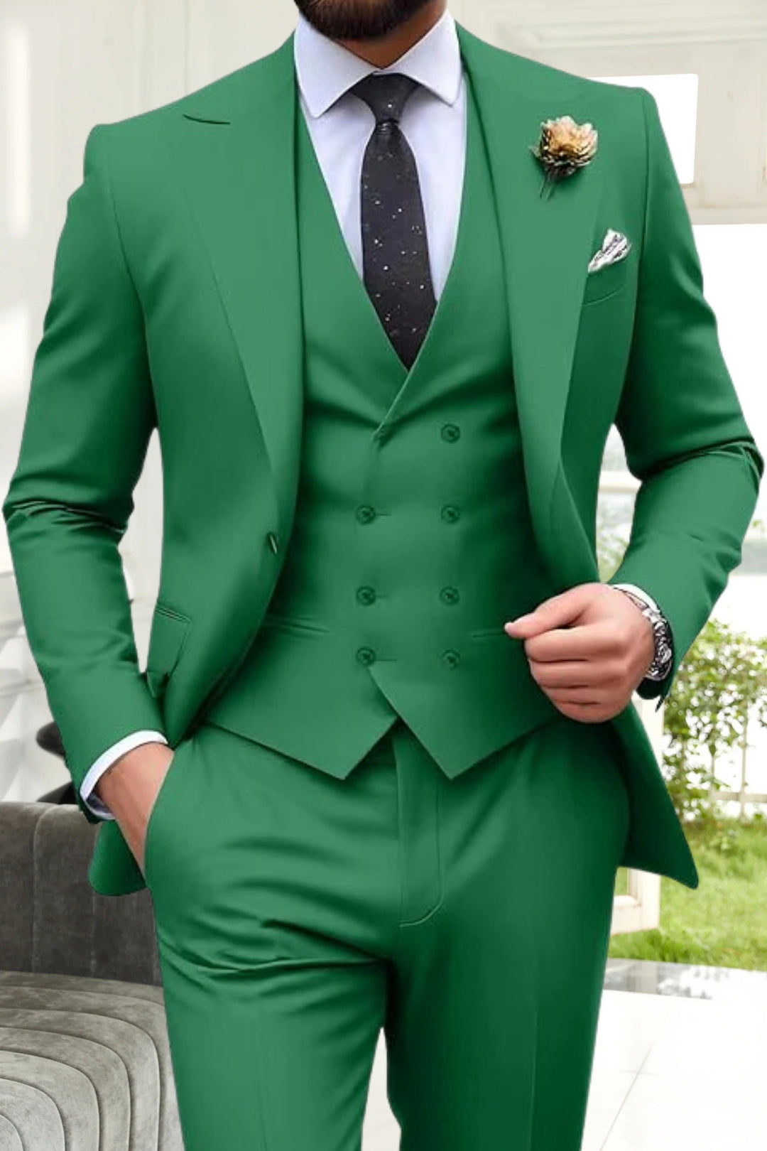 Gremist - Costume Din 3 Piese Cu Rever Ascuțit și Croială Slim Fit