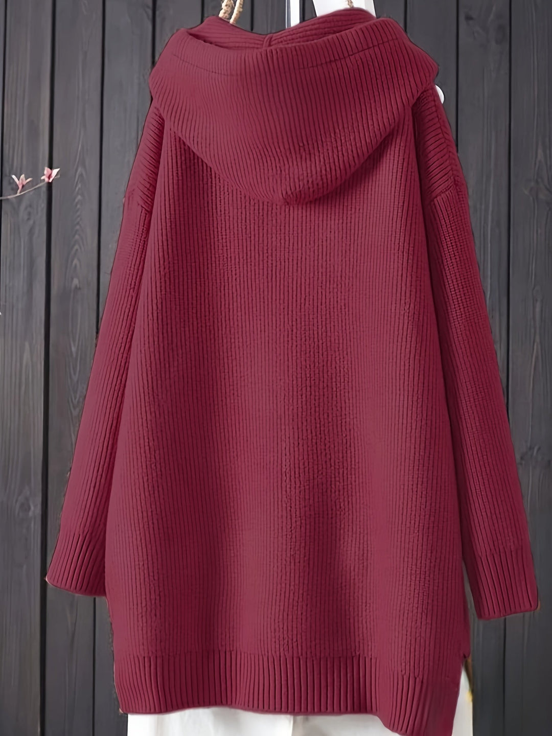 Genivee - Hanorac Casual Cu Tricotat Mâneci Lungi și Glugă