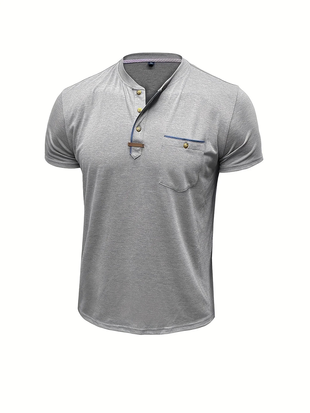 Saxon - Tricou Elegant Cu Guler Rotund și Buzunar