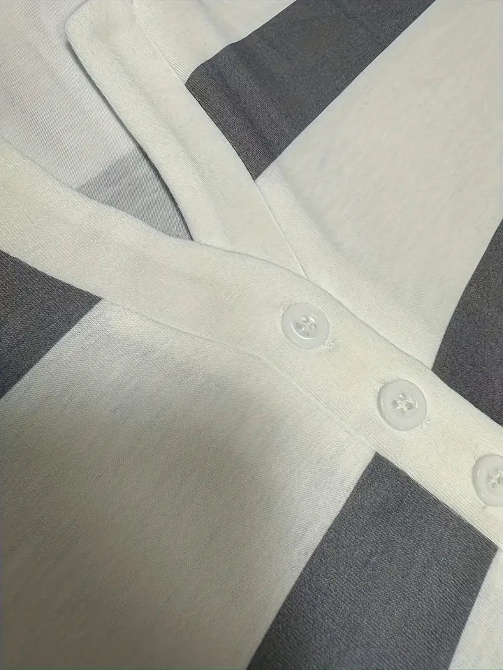 Dakota - Tricou Casual Cu Decolteu în V și Imprimeu Cu Dungi